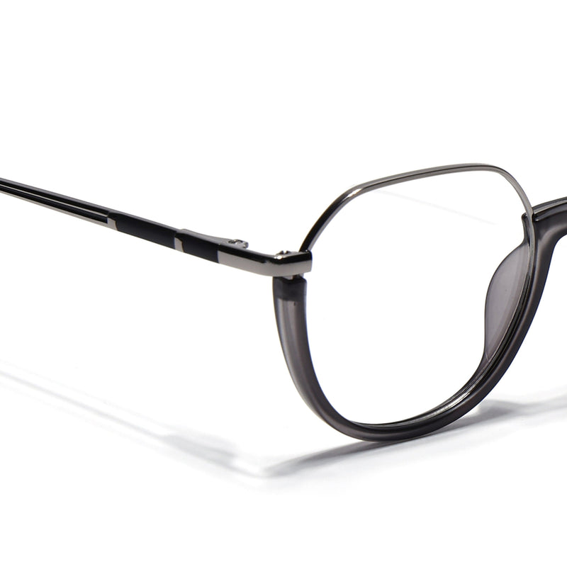 Eyejack Skyline Silver & Grey Round Eyeglasses for Men & Women (170202FCL2117-C10)