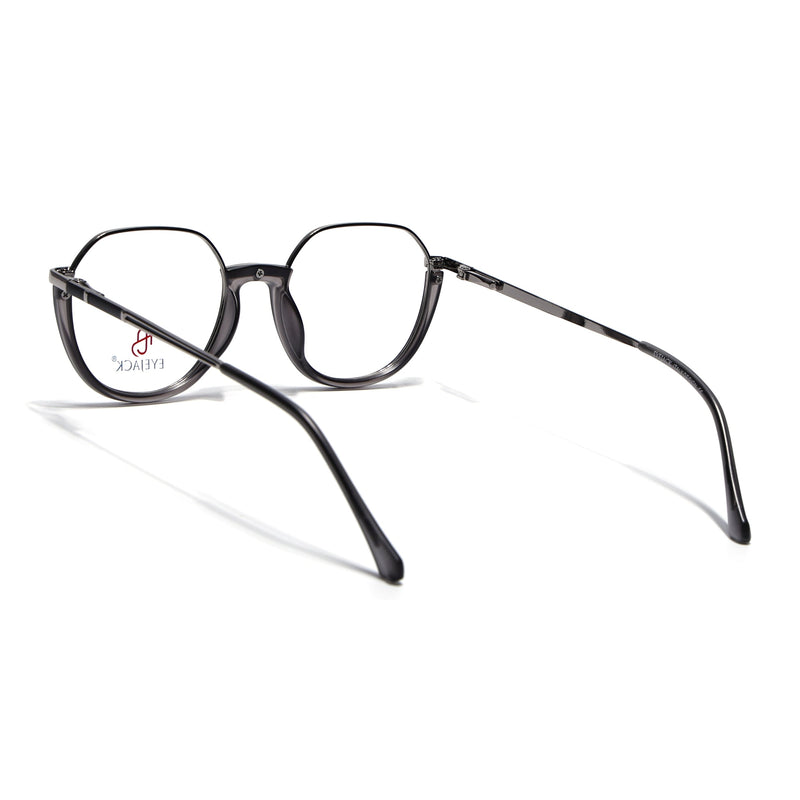 Eyejack Skyline Silver & Grey Round Eyeglasses for Men & Women (170202FCL2117-C10)