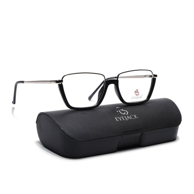 Eyejack Skyline Silver & Black Square Eyeglasses for Men & Women (170203FCL1997-C2)