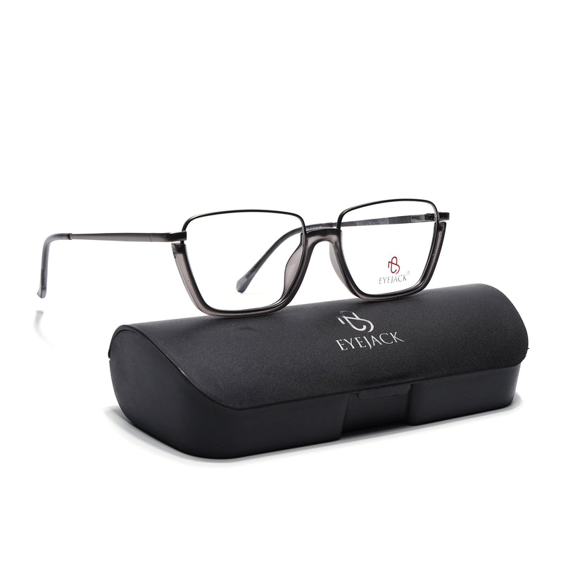 Eyejack Skyline Grey Square Eyeglasses for Men & Women (170203FCL1998-C3)