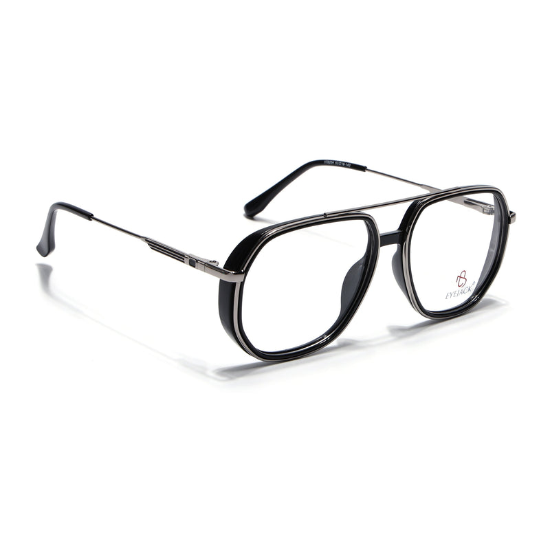 Eyejack Skyline Black & Silver Wayfarer Eyeglasses for Men & Women (170204FCL2005-C1)