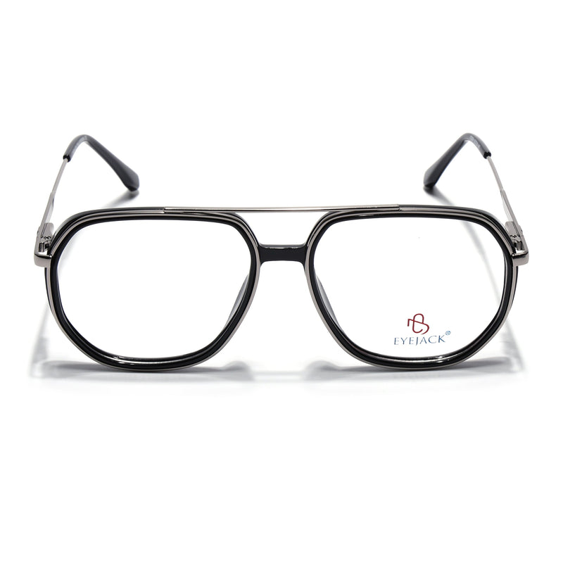 Eyejack Skyline Black & Silver Wayfarer Eyeglasses for Men & Women (170204FCL2005-C1)