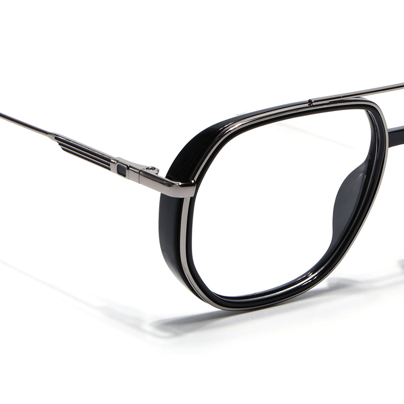 Eyejack Skyline Black & Silver Wayfarer Eyeglasses for Men & Women (170204FCL2005-C1)