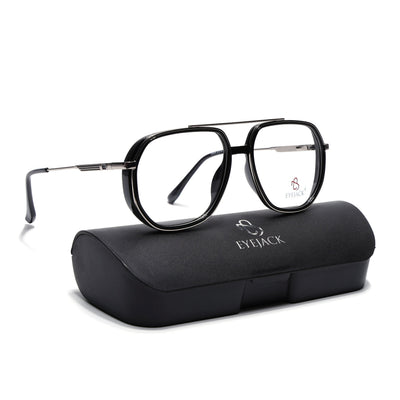Eyejack Skyline Black & Silver Wayfarer Eyeglasses for Men & Women (170204FCL2005-C1)