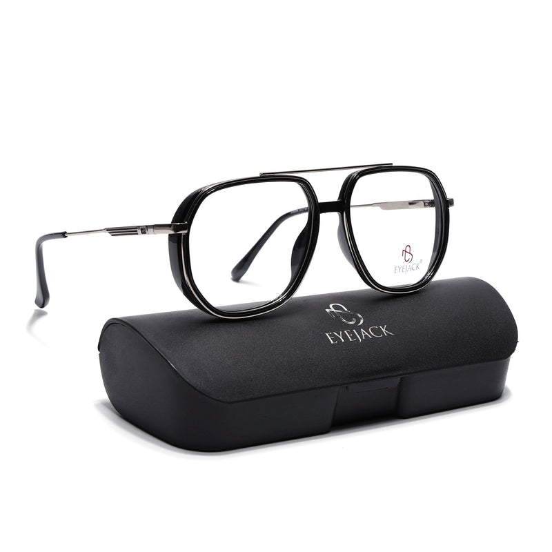 Eyejack Skyline Black & Silver Wayfarer Eyeglasses for Men & Women (170204FCL2005-C1)