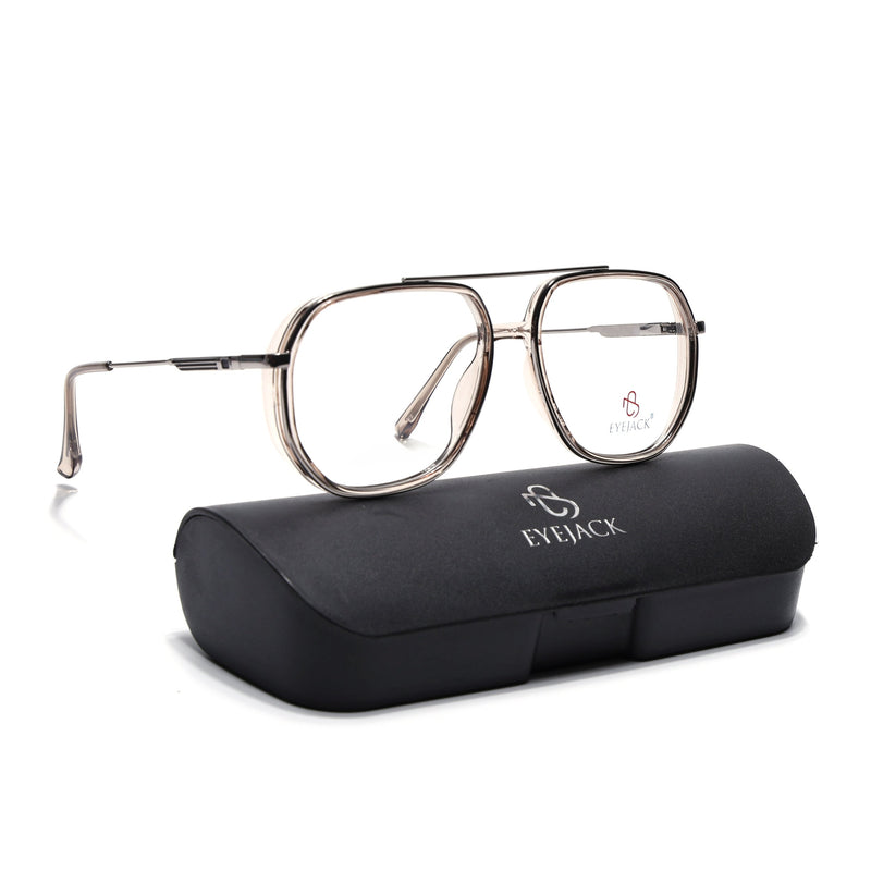 Eyejack Skyline Silver & Transparent Wayfarer Eyeglasses for Men & Women (170204FCL2011-C7)