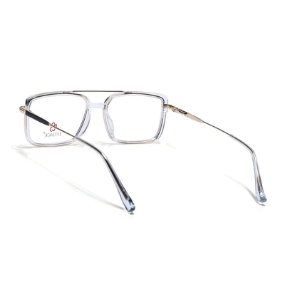 Eyejack Skyline Golden & Transparent Rectangle Eyeglasses for Men & Women (170205FCL2016-C5)