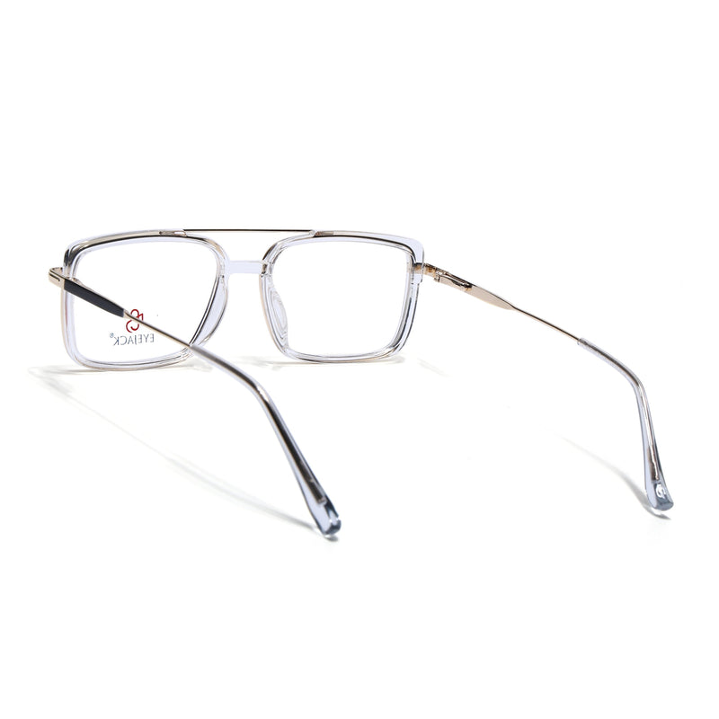 Eyejack Skyline Golden & Transparent Rectangle Eyeglasses for Men & Women (170205FCL2016-C5)