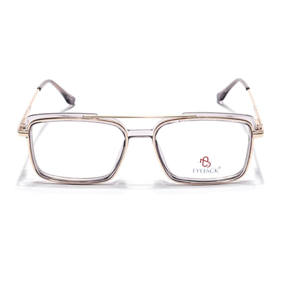 Eyejack Skyline Golden & Grey Rectangle Eyeglasses for Men & Women (170205FCL2017-C6)
