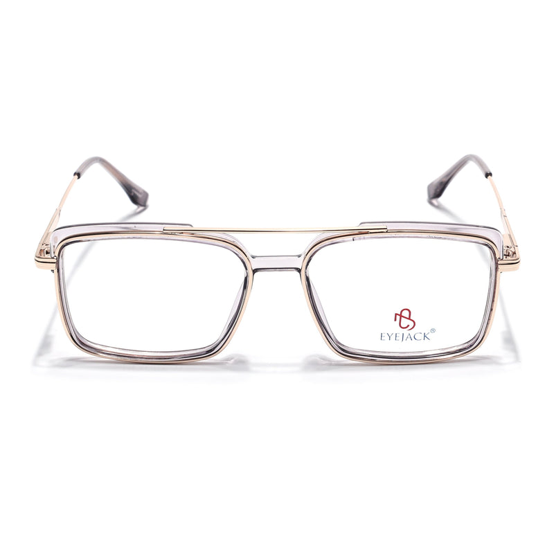 Eyejack Skyline Golden & Grey Rectangle Eyeglasses for Men & Women (170205FCL2017-C6)