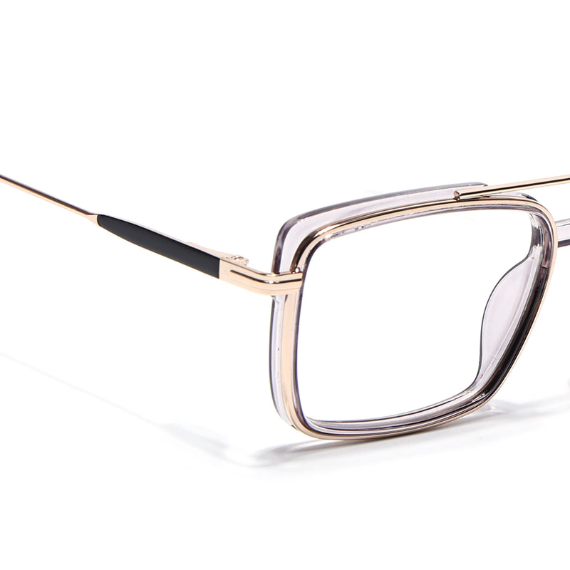 Eyejack Skyline Golden & Grey Rectangle Eyeglasses for Men & Women (170205FCL2017-C6)