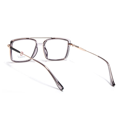 Eyejack Skyline Golden & Grey Rectangle Eyeglasses for Men & Women (170205FCL2017-C6)