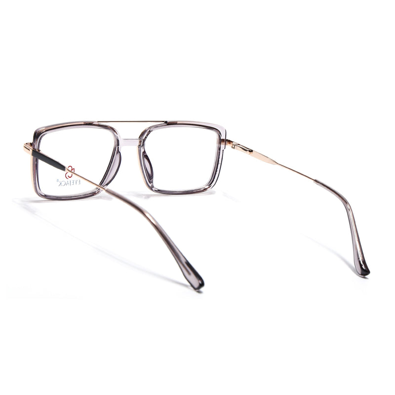 Eyejack Skyline Golden & Grey Rectangle Eyeglasses for Men & Women (170205FCL2017-C6)