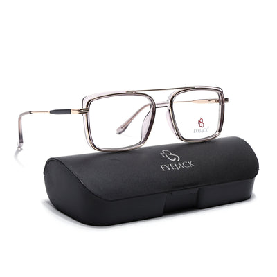 Eyejack Skyline Golden & Grey Rectangle Eyeglasses for Men & Women (170205FCL2017-C6)