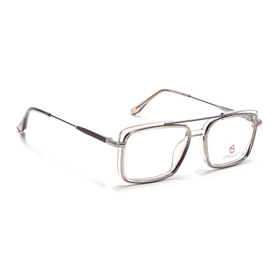 Eyejack Skyline Silver & Transparent Rectangle Eyeglasses for Men & Women (170205FCL2018-C7)