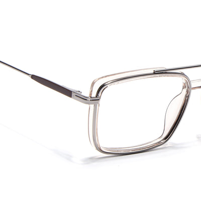 Eyejack Skyline Silver & Transparent Rectangle Eyeglasses for Men & Women (170205FCL2018-C7)
