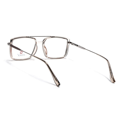 Eyejack Skyline Silver & Transparent Rectangle Eyeglasses for Men & Women (170205FCL2018-C7)