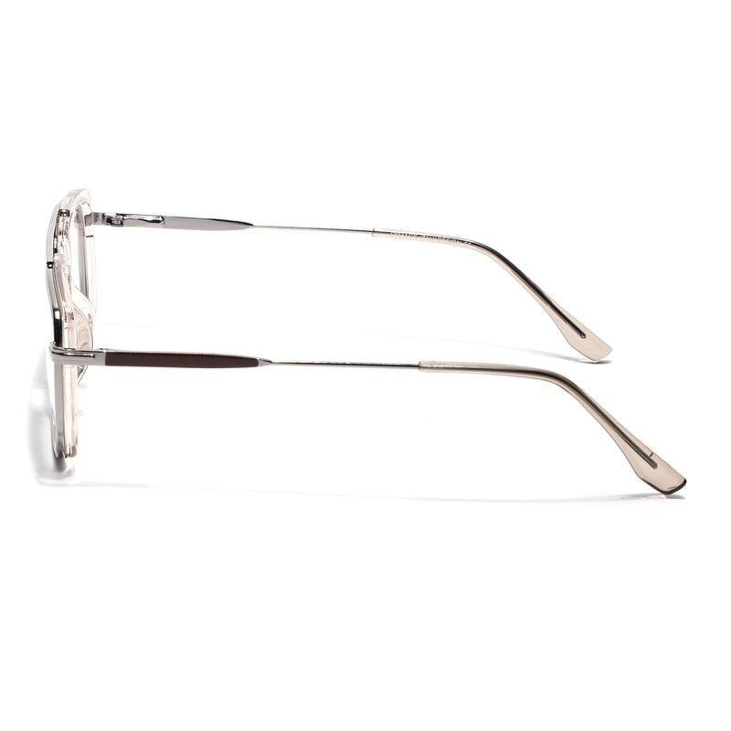 Eyejack Skyline Silver & Transparent Rectangle Eyeglasses for Men & Women (170205FCL2018-C7)
