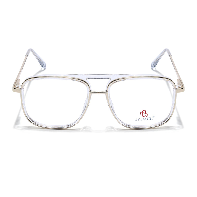 Eyejack Skyline Golden & Transparent Wayfarer Eyeglasses for Men & Women (170206FCL2022-C4)