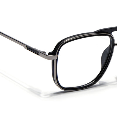 Eyejack Skyline Black & Silver Wayfarer Eyeglasses for Men & Women (170206FCL2119-C7)
