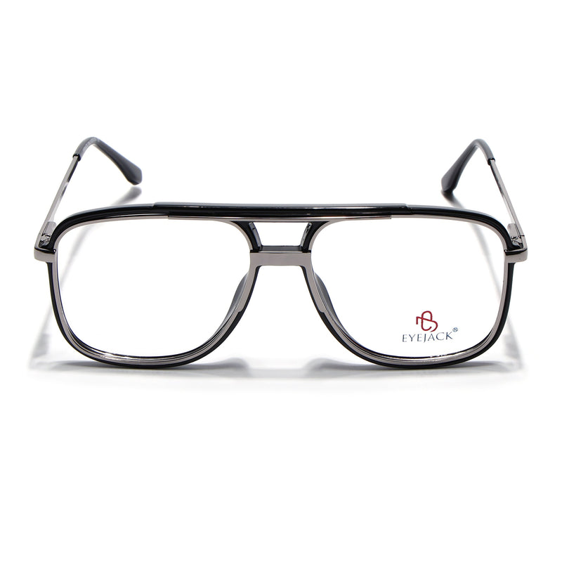 Eyejack Skyline Black & Silver Wayfarer Eyeglasses for Men & Women (170207FCL2025-C1)