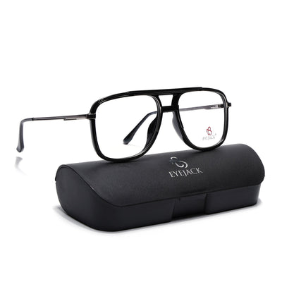 Eyejack Skyline Black & Silver Wayfarer Eyeglasses for Men & Women (170207FCL2025-C1)