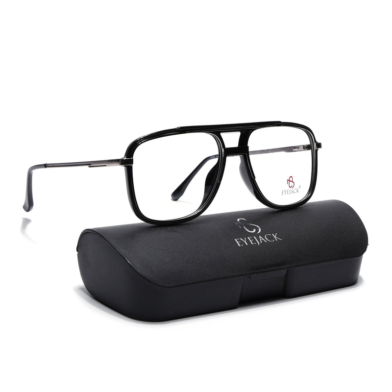 Eyejack Skyline Black & Silver Wayfarer Eyeglasses for Men & Women (170207FCL2025-C1)