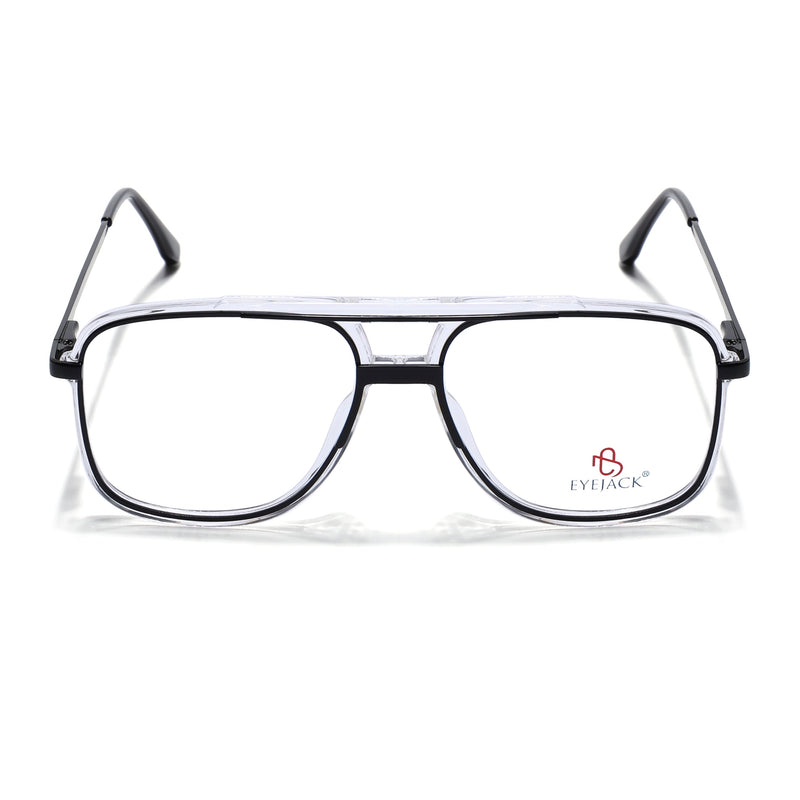 Eyejack Skyline Black & Transparent Wayfarer Eyeglasses for Men & Women (170207FCL2026-C2)