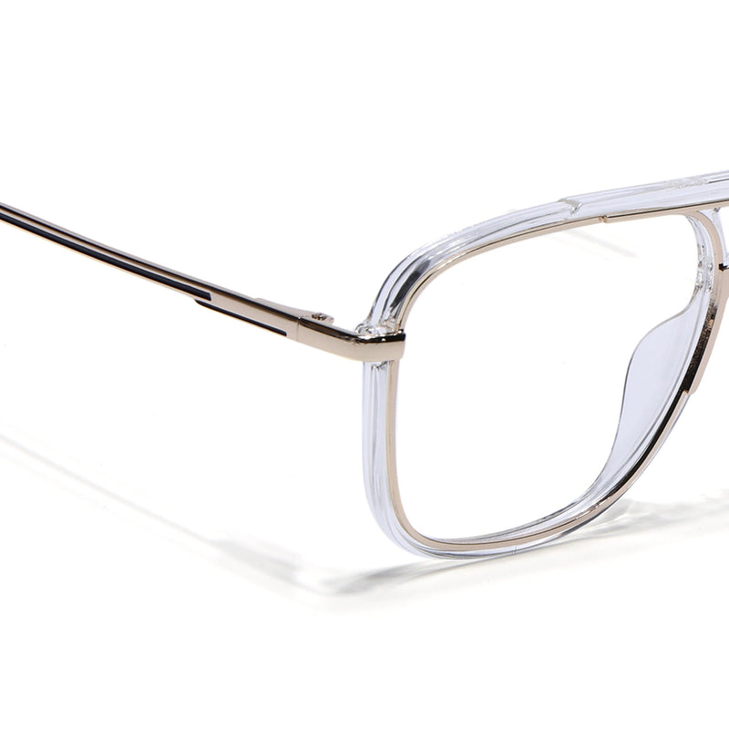 Eyejack Skyline Golden & Transparent Wayfarer Eyeglasses for Men & Women (170207FCL2029-C5)