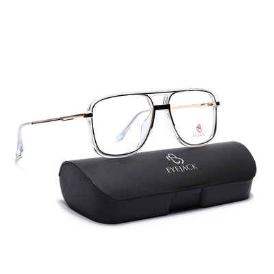 Eyejack Skyline Golden & Transparent Wayfarer Eyeglasses for Men & Women (170207FCL2029-C5)