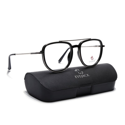 Eyejack Skyline Black & Silver Wayfarer Eyeglasses for Men & Women (170208FCL2032-C1)
