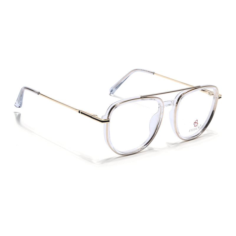 Eyejack Skyline Golden & Transparent Wayfarer Eyeglasses for Men & Women (170208FCL2036-C5)