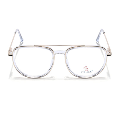 Eyejack Skyline Golden & Transparent Wayfarer Eyeglasses for Men & Women (170208FCL2036-C5)