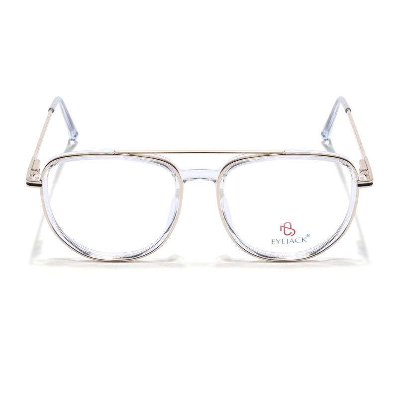 Eyejack Skyline Golden & Transparent Wayfarer Eyeglasses for Men & Women (170208FCL2036-C5)