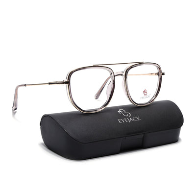 Eyejack Skyline Golden & Grey Wayfarer Eyeglasses for Men & Women (170208FCL2037-C6)