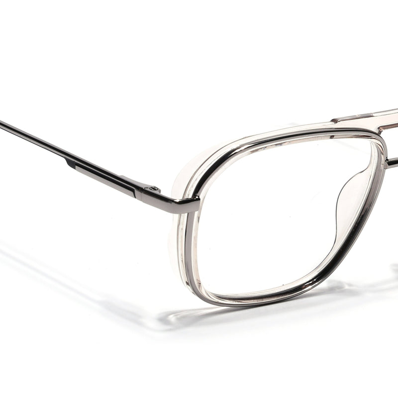Eyejack Skyline Silver & Transparent Wayfarer Eyeglasses for Men & Women (170209FCL2043-C5)
