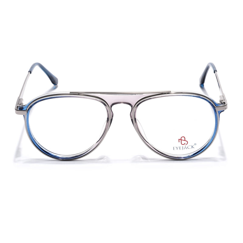 Eyejack Skyline Silver & Blue Aviator Eyeglasses for Men & Women (170210FCL2046-C3)