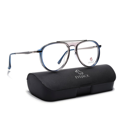 Eyejack Skyline Silver & Blue Aviator Eyeglasses for Men & Women (170210FCL2046-C3)