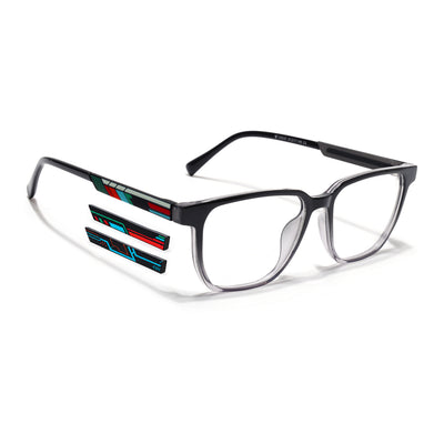 Shift | Voyage Black & Grey Wayfarer  Eyeglasses for Men & Women (176101FMG9247)