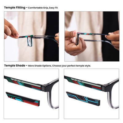 Shift | Voyage Black & Grey Wayfarer  Eyeglasses for Men & Women (176101FMG9247)