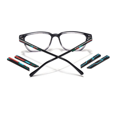 Shift | Voyage Black & Grey Wayfarer  Eyeglasses for Men & Women (176101FMG9247)