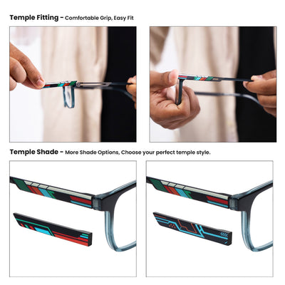 Shift | Voyage Black & Green Wayfarer  Eyeglasses for Men & Women (176101FMG9248)