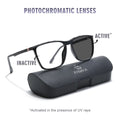 Eyejack Photochromic Shine Black Square Eyeglasses for Men & Women (18002CL587-C1)