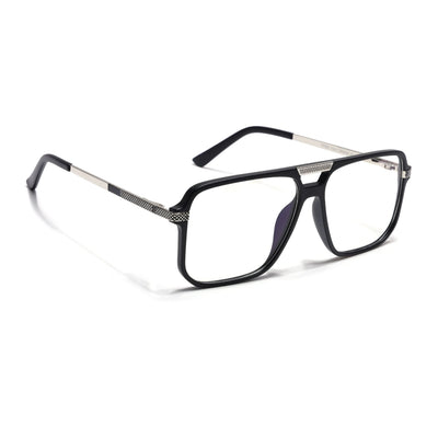 EyeJack Titex Matt Black & Silver Wayfarer Eyeglasses for Men & Women (18901CL249-C1)