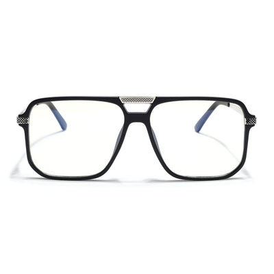 EyeJack Titex Matt Black & Silver Wayfarer Eyeglasses for Men & Women (18901CL249-C1)