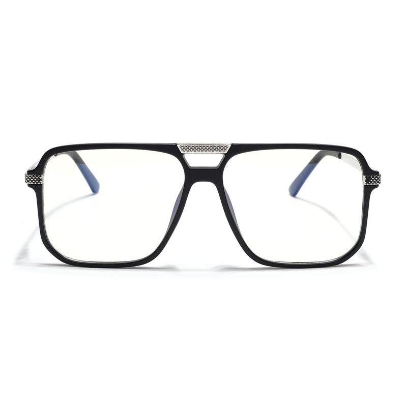 EyeJack Titex Matt Black & Silver Wayfarer Eyeglasses for Men & Women (18901CL249-C1)