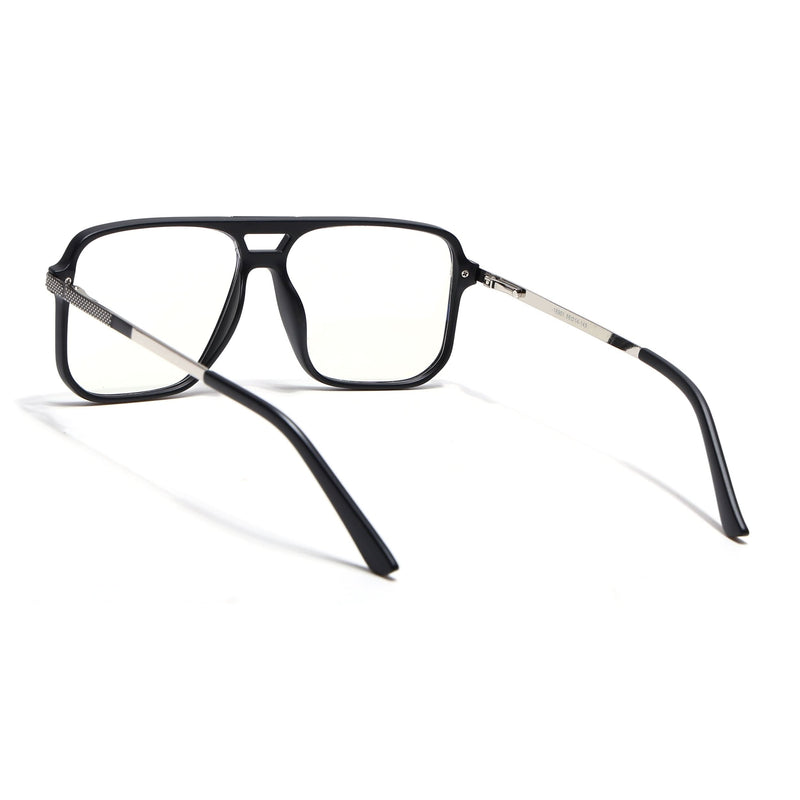 EyeJack Titex Matt Black & Silver Wayfarer Eyeglasses for Men & Women (18901CL249-C1)
