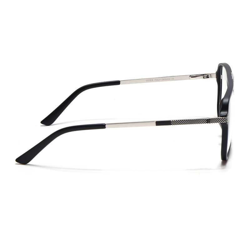 EyeJack Titex Matt Black & Silver Wayfarer Eyeglasses for Men & Women (18901CL249-C1)
