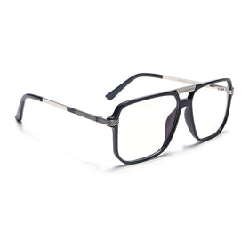 EyeJack Titex Shine Black & Silver Wayfarer Eyeglasses for Men & Women (18901CL250-C2)