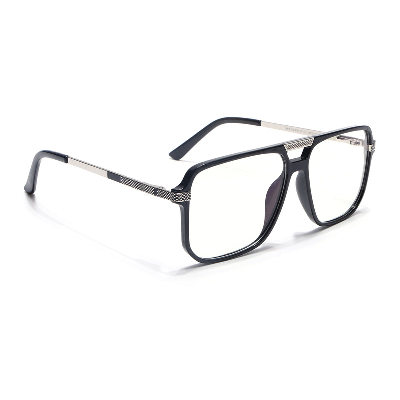 EyeJack Titex Shine Black & Silver Wayfarer Eyeglasses for Men & Women (18901CL250-C2)